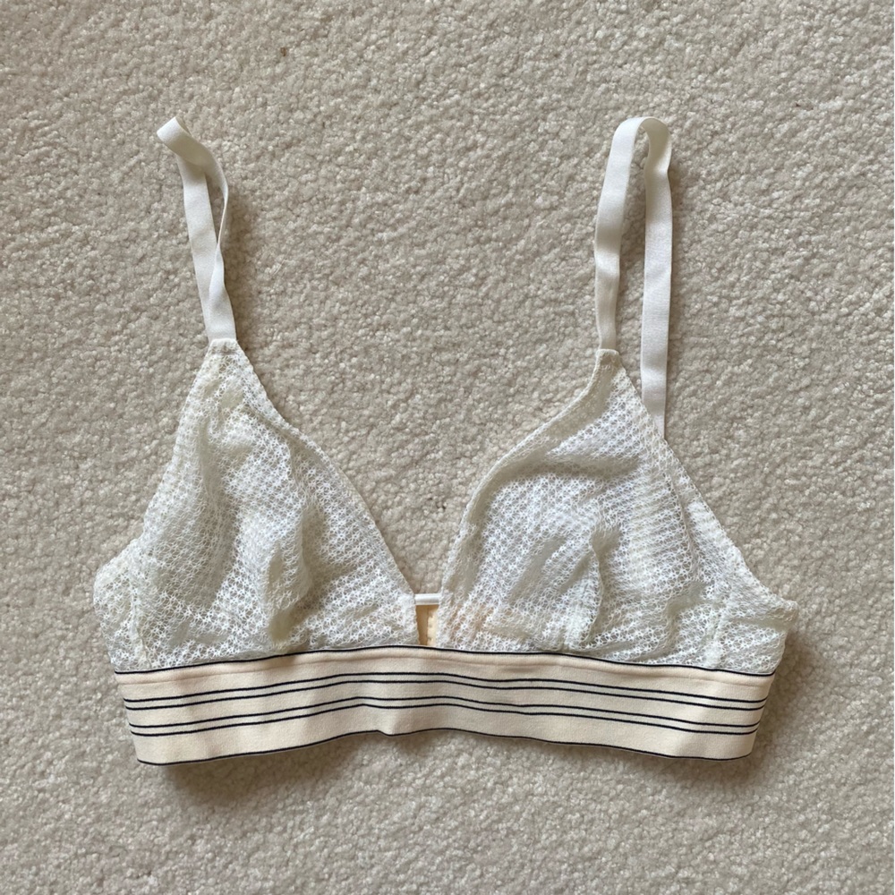 White Lively Mesh Lace Bralette Size Small